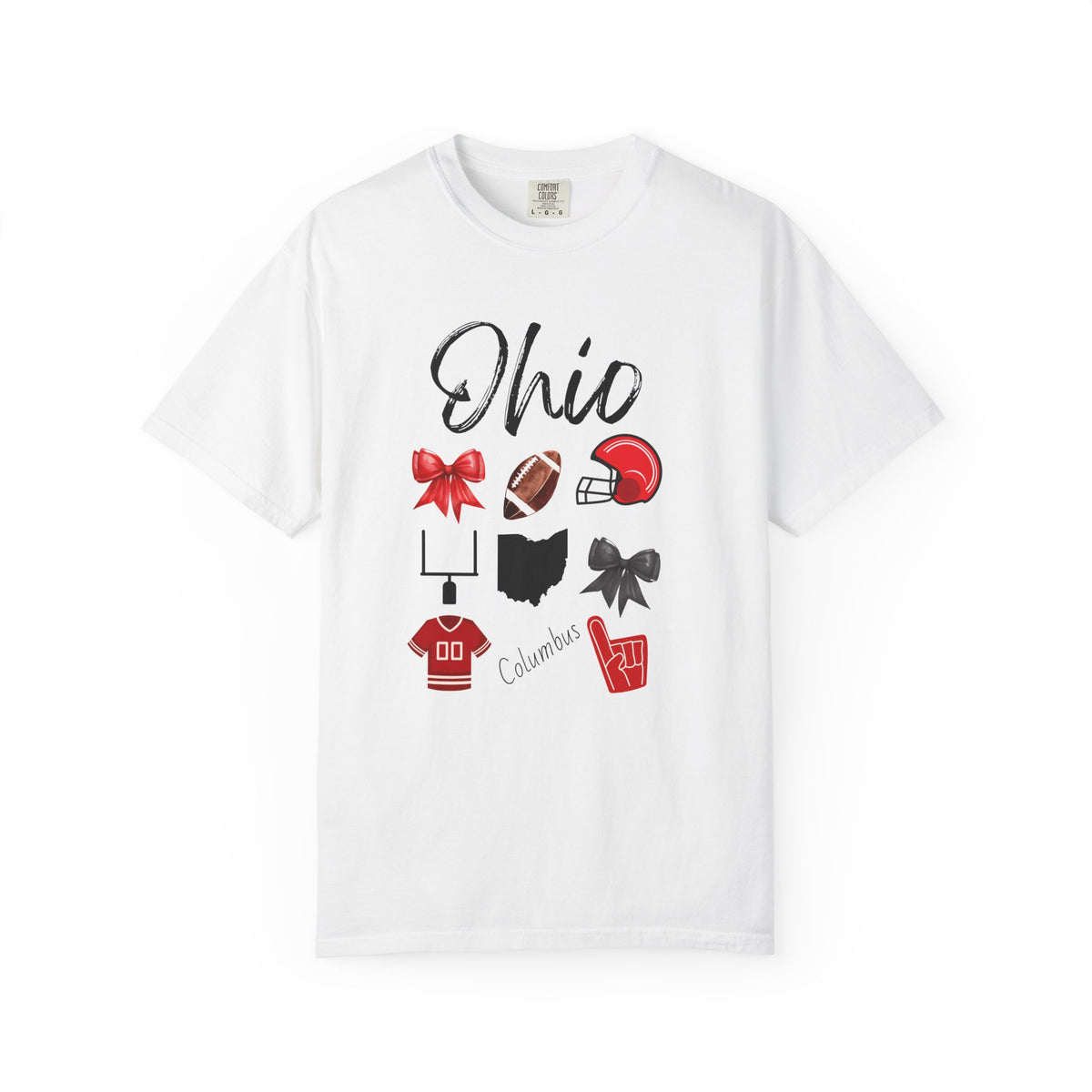 Ohio Shirt | Gifts For Her | Ohio Football Fan | Columbus | Sports Team Gear | Gameday Apparel | Bow Design | Tailgate | Football Jersey