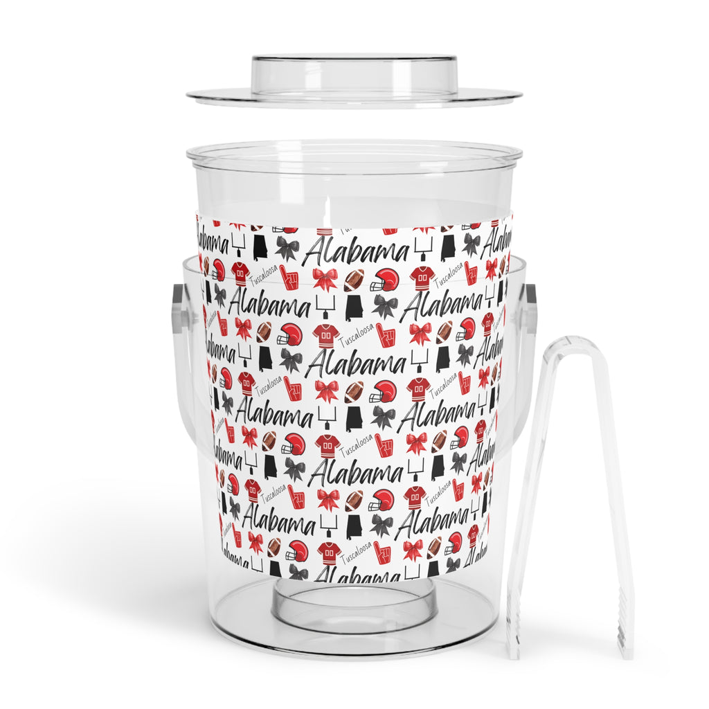Alabama Football Inspired Ice Bucket with Tongs | Roll Tide | Tailgate Party | Lake | Boat Icons Party Cooler