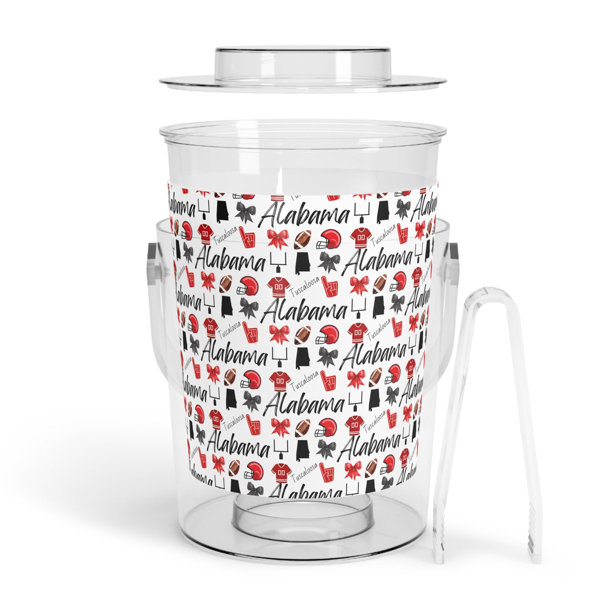 Alabama Football Inspired Ice Bucket with Tongs | Roll Tide | Tailgate Party | Lake | Boat Icons Party Cooler