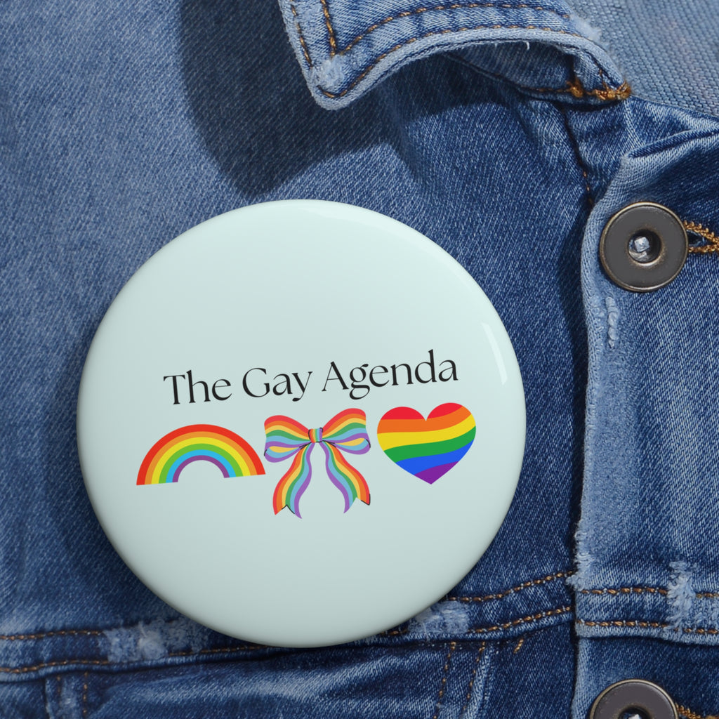 The Gay Agenda pin | Pride Pin | Denim Jacket | Festive | LGBTQ | Pride Gift | Pride Month | Gay Pride Apparel | Party Favor