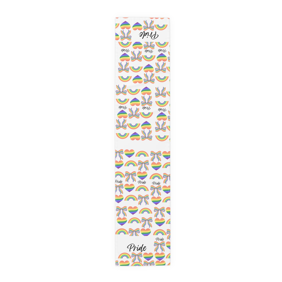 Rainbow Hearts Table Runner | Gay Pride Pattern | Parade | Pride Month | Kitchen Decor | Table Cloth | Housewarming Gift | Party Supplies