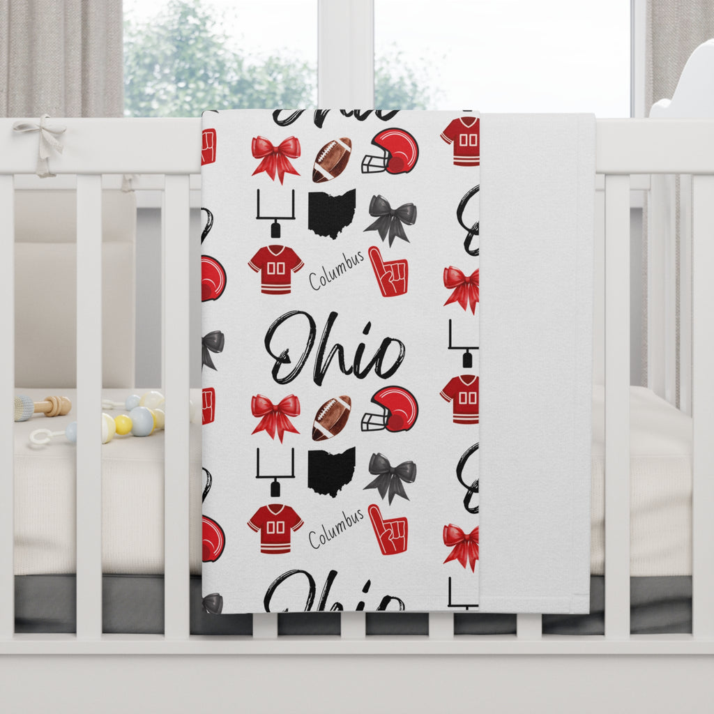 Ohio Football Inspired Baby Blanket | Buckeyes | Babyshower Gift | Football Fan