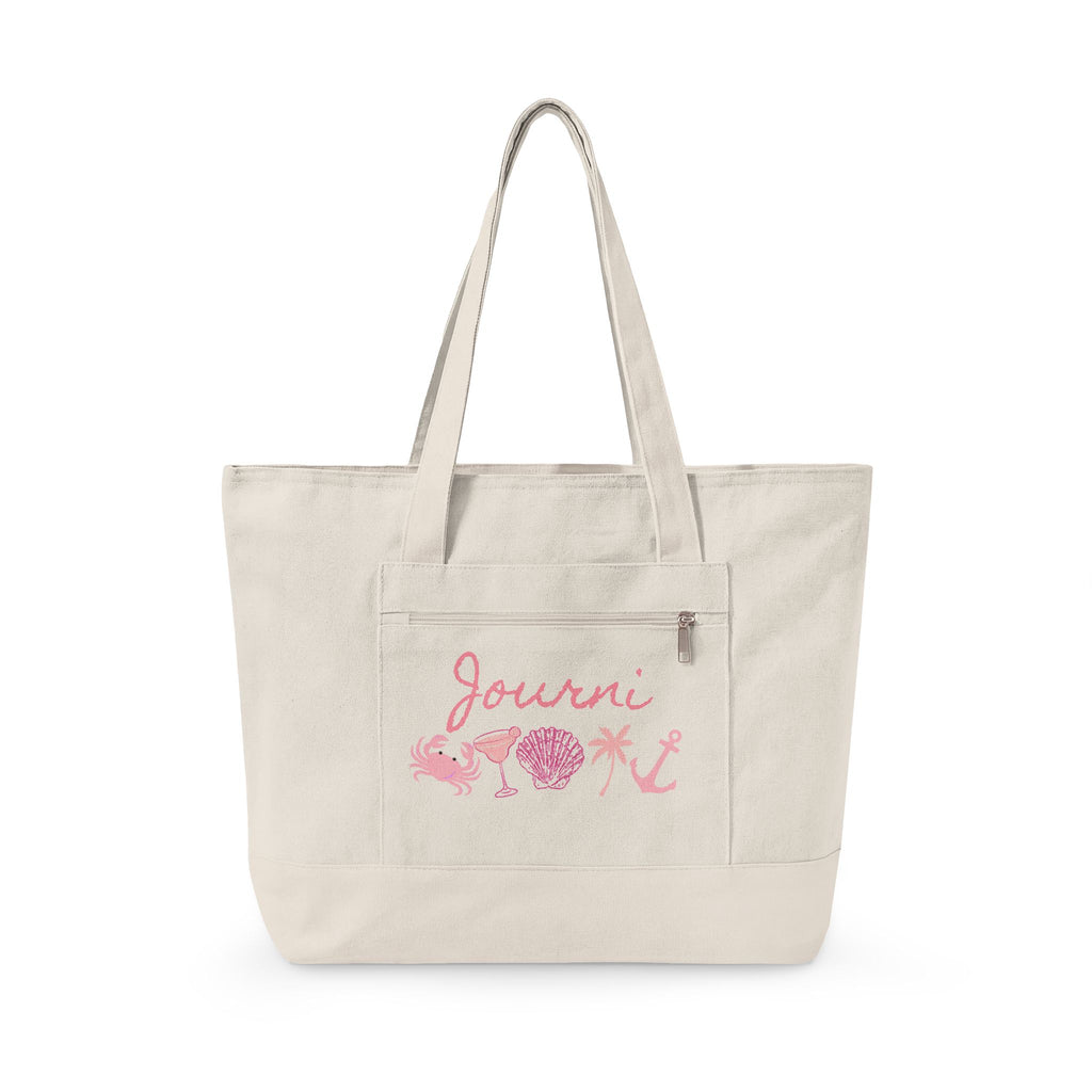 Canvas Tote | Zipper | Boat | Pool Essentials | Bachelorette | Coastal | Summer | Lake Day | Bridesmaid | Gift for Her