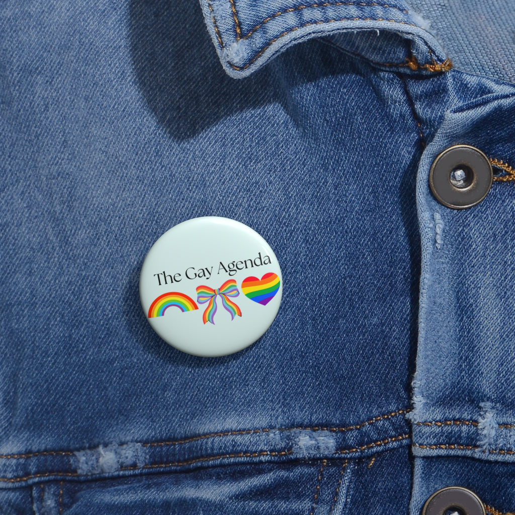 The Gay Agenda pin | Pride Pin | Denim Jacket | Festive | LGBTQ | Pride Gift | Pride Month | Gay Pride Apparel | Party Favor