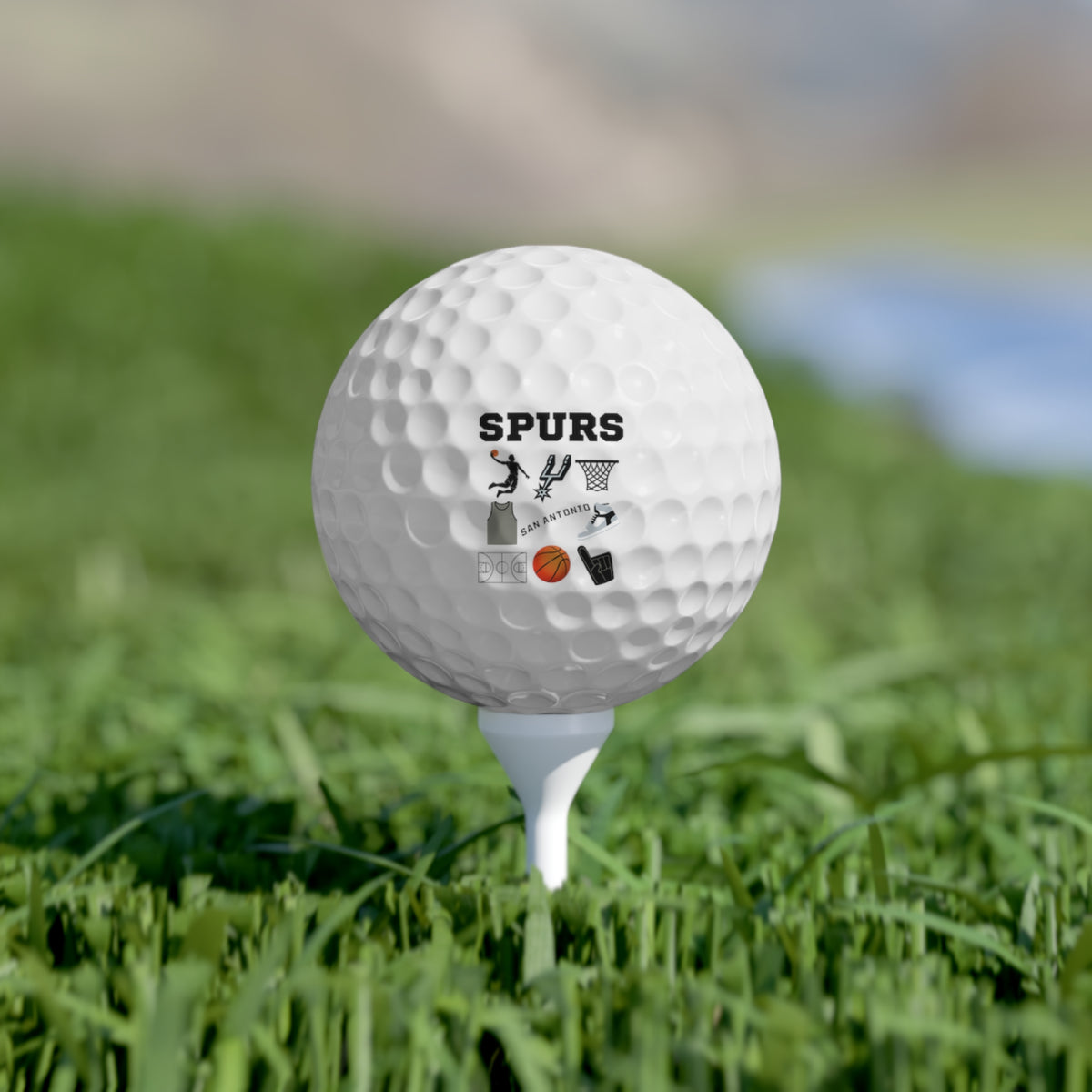 San Antonio Spurs Basketball Golf Balls, 6pcs | Personalized Golf Gift | Gift for Him | Sports Fan | Wedding | Branded Event | Corporate