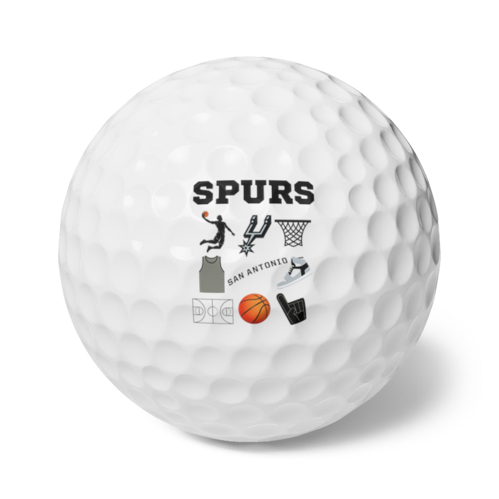 San Antonio Spurs Basketball Golf Balls, 6pcs | Personalized Golf Gift | Gift for Him | Sports Fan | Wedding | Branded Event | Corporate