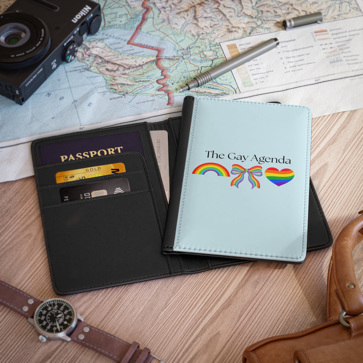 The Gay Agenda Passport Cover | Pride passport holder | Gay Travel | Puerta Vallarta | Airport | International  | LBGT Gift | Party Favor