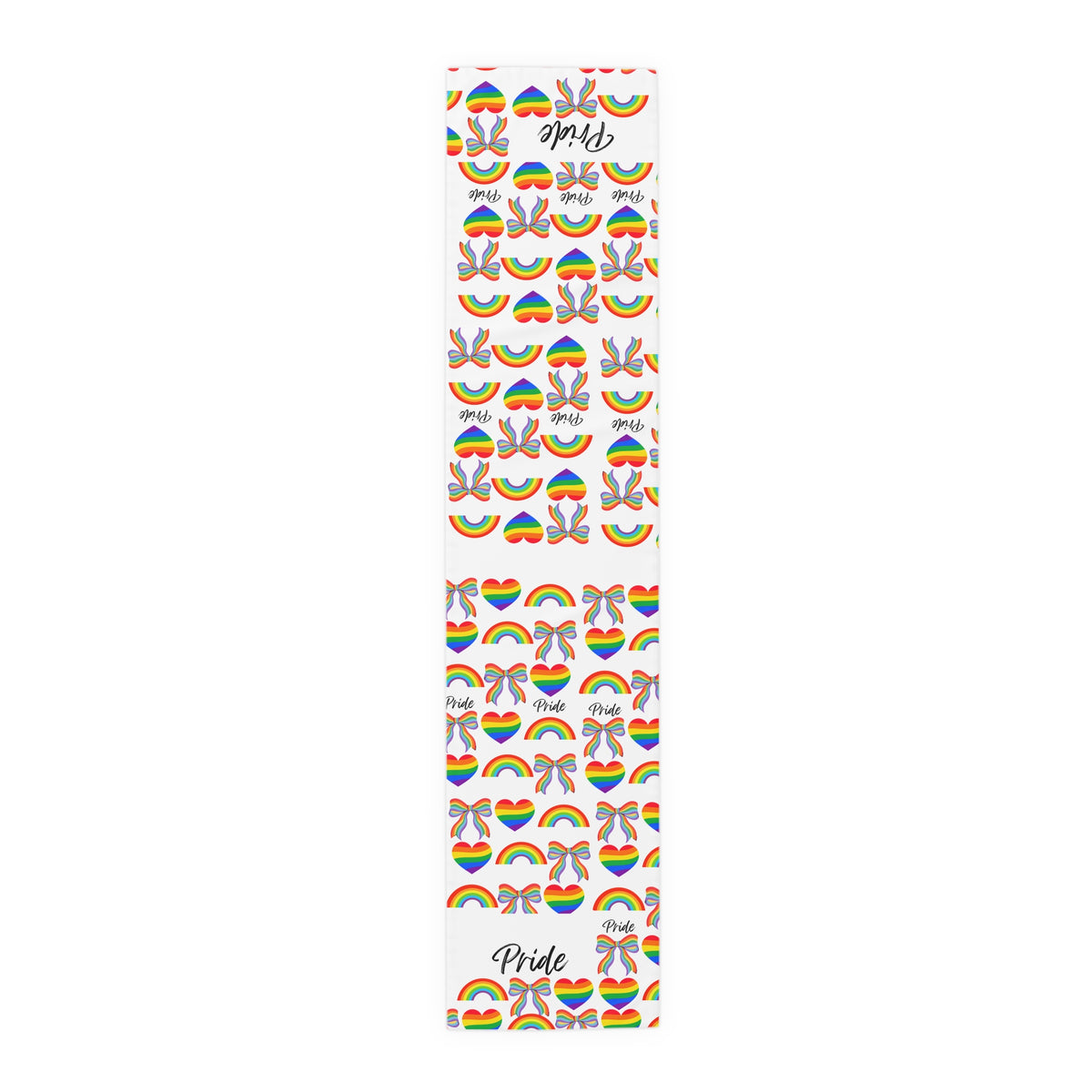 Rainbow Hearts Table Runner | Gay Pride Pattern | Parade | Pride Month | Kitchen Decor | Table Cloth | Housewarming Gift | Party Supplies