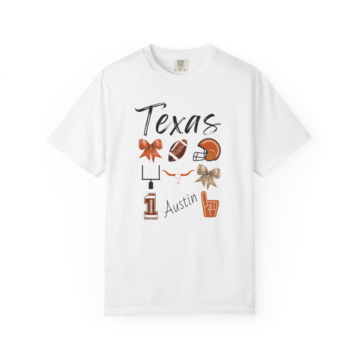 Texas Football Shirt | Gifts For Her | Longhorns Football Fan | Texas Football Gear | Austin | Bow Design | Tailgate Apparel | Game Day