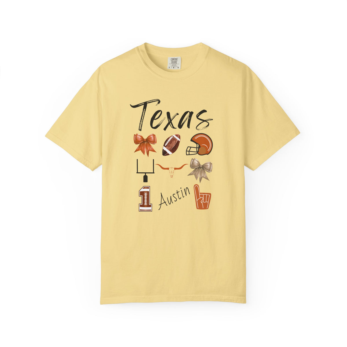 Texas Football Shirt | Gifts For Her | Longhorns Football Fan | Texas Football Gear | Austin | Bow Design | Tailgate Apparel | Game Day
