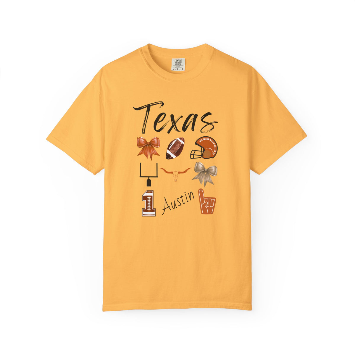 Texas Football Shirt | Gifts For Her | Longhorns Football Fan | Texas Football Gear | Austin | Bow Design | Tailgate Apparel | Game Day