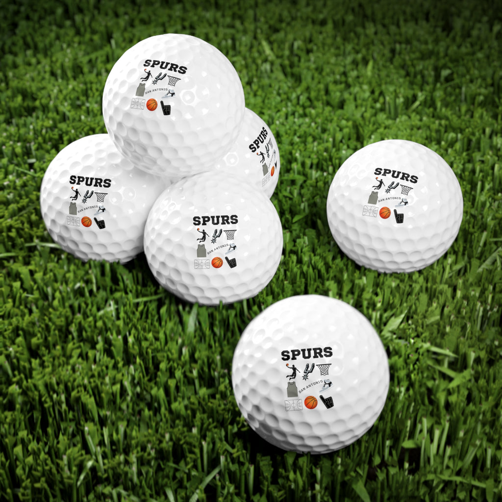 San Antonio Spurs Basketball Golf Balls, 6pcs | Personalized Golf Gift | Gift for Him | Sports Fan | Wedding | Branded Event | Corporate