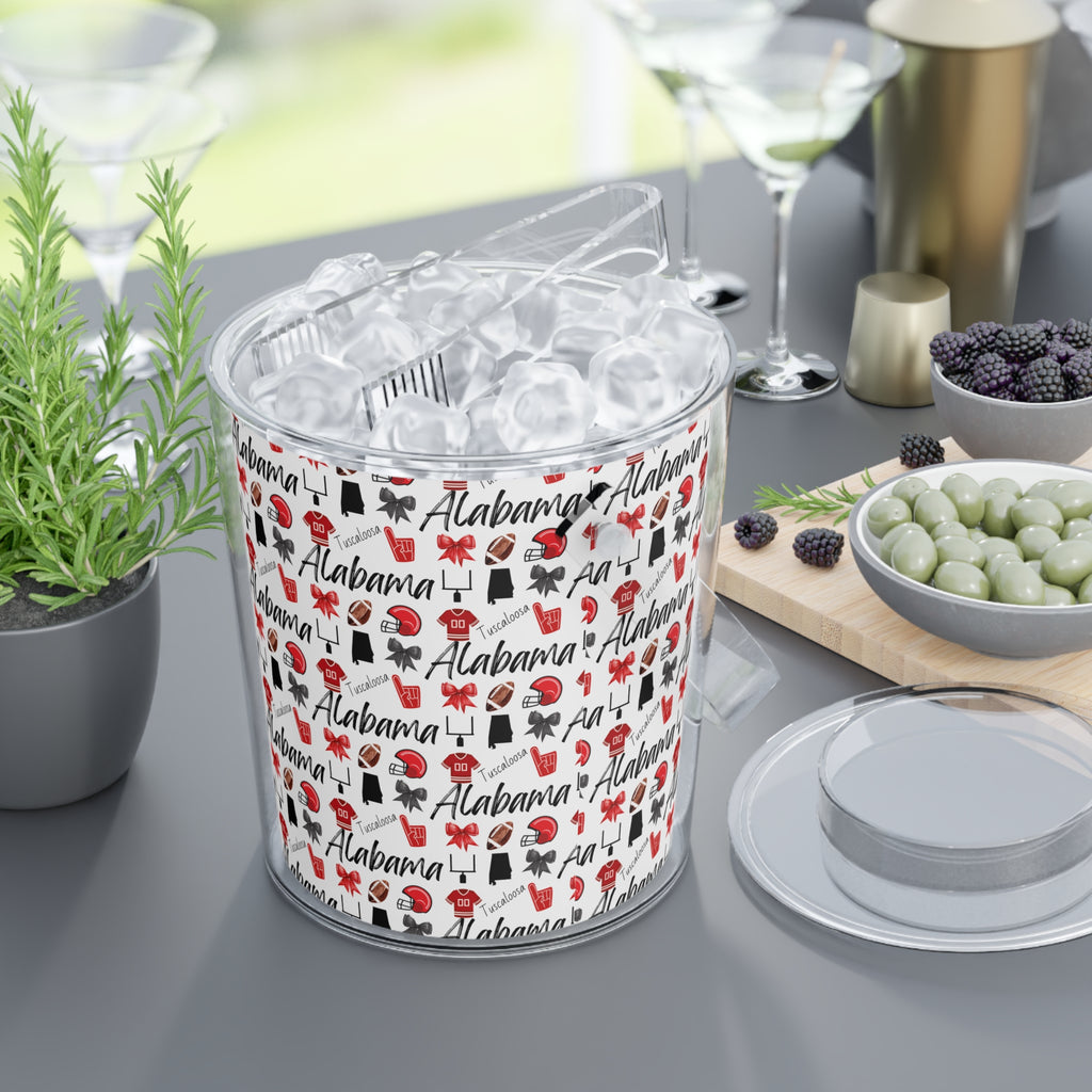 Alabama Football Inspired Ice Bucket with Tongs | Roll Tide | Tailgate Party | Lake | Boat Icons Party Cooler