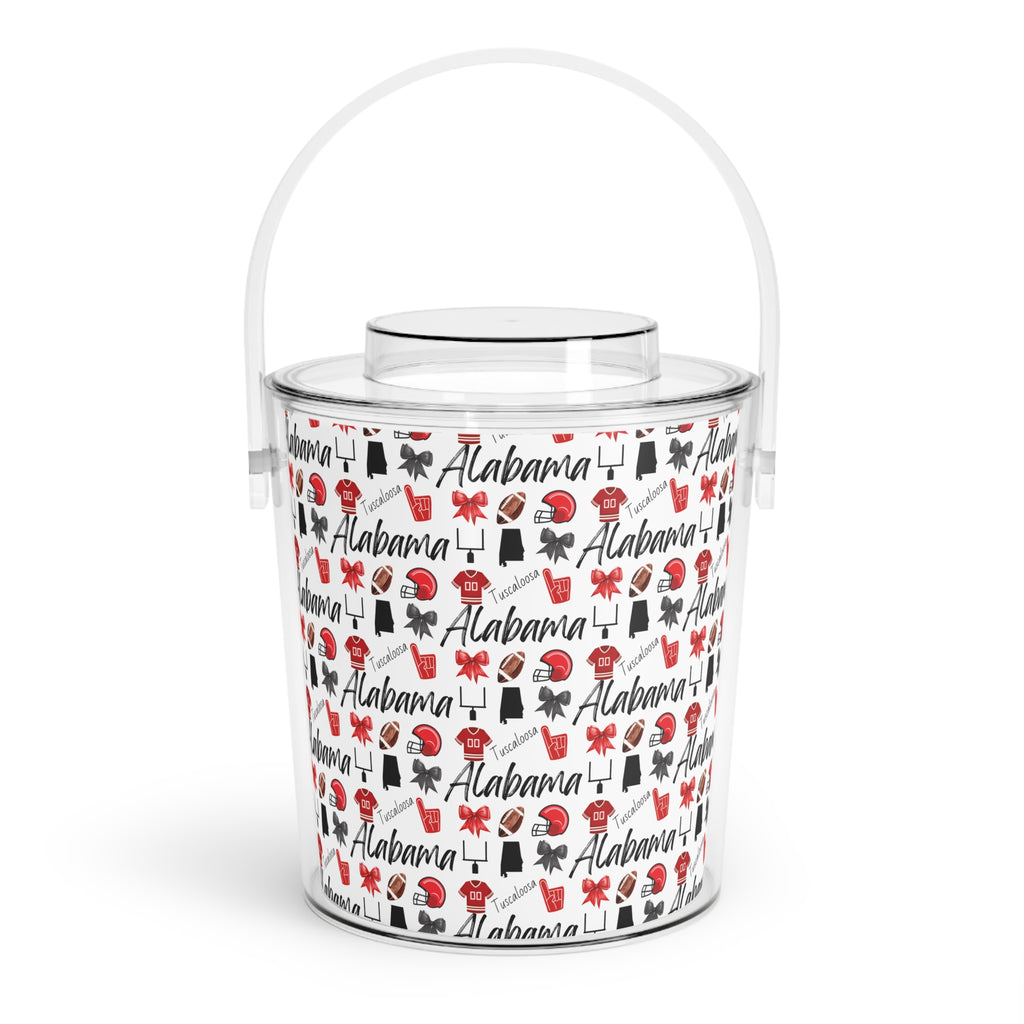 Alabama Football Inspired Ice Bucket with Tongs | Roll Tide | Tailgate Party | Lake | Boat Icons Party Cooler