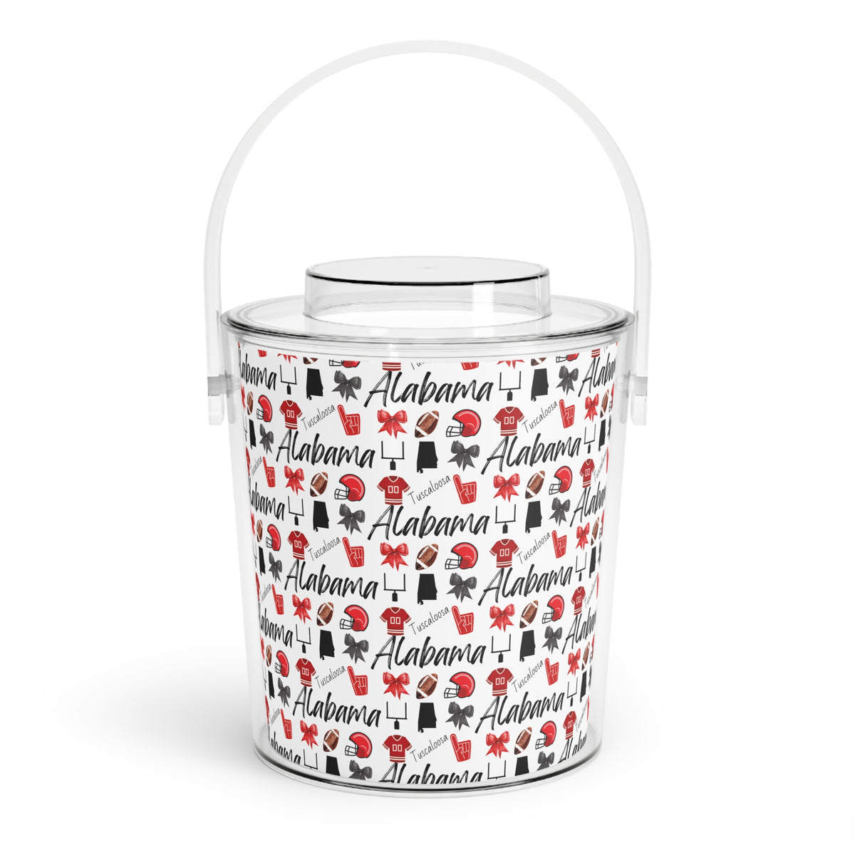 Alabama Football Inspired Ice Bucket with Tongs | Roll Tide | Tailgate Party | Lake | Boat Icons Party Cooler