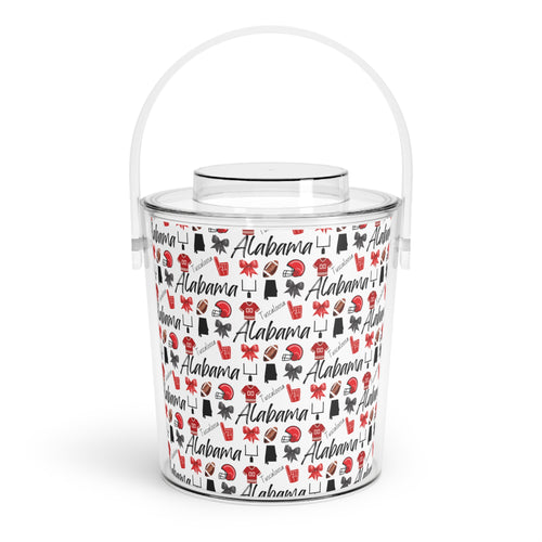 Alabama Football Inspired Ice Bucket with Tongs | Roll Tide | Tailgate Party | Lake | Boat Icons Party Cooler
