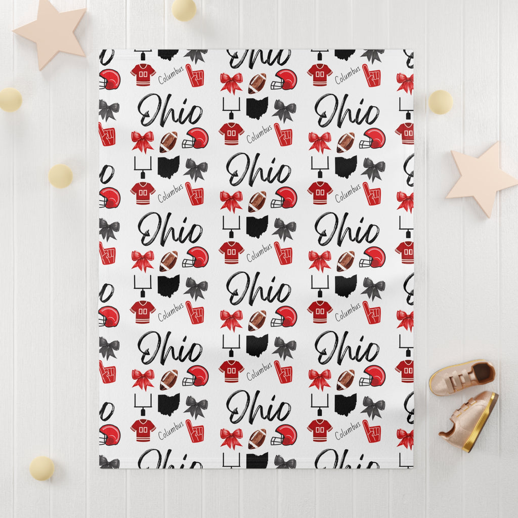 Ohio Football Inspired Baby Blanket | Buckeyes | Babyshower Gift | Football Fan