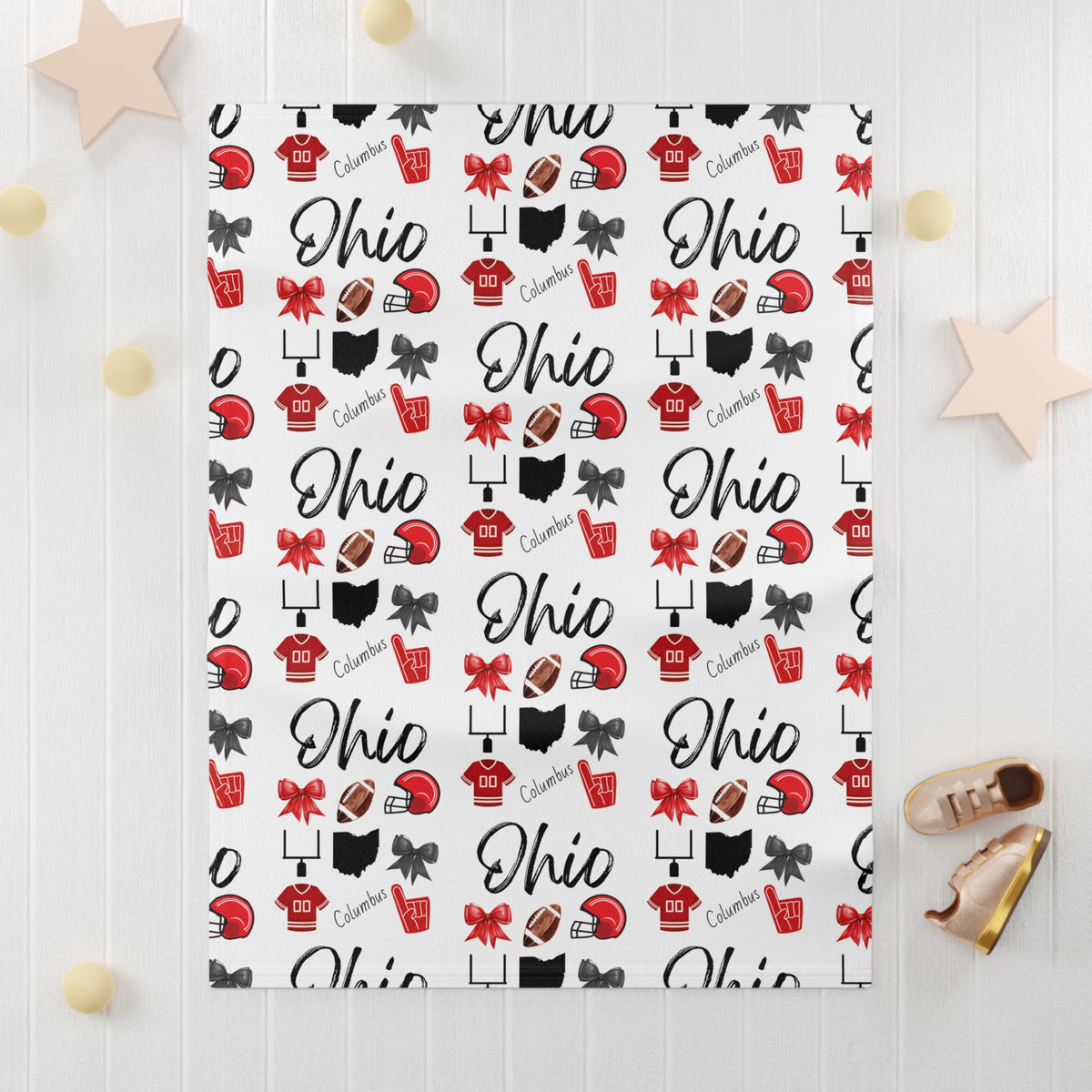 Ohio Football Inspired Baby Blanket | Buckeyes | Babyshower Gift | Football Fan