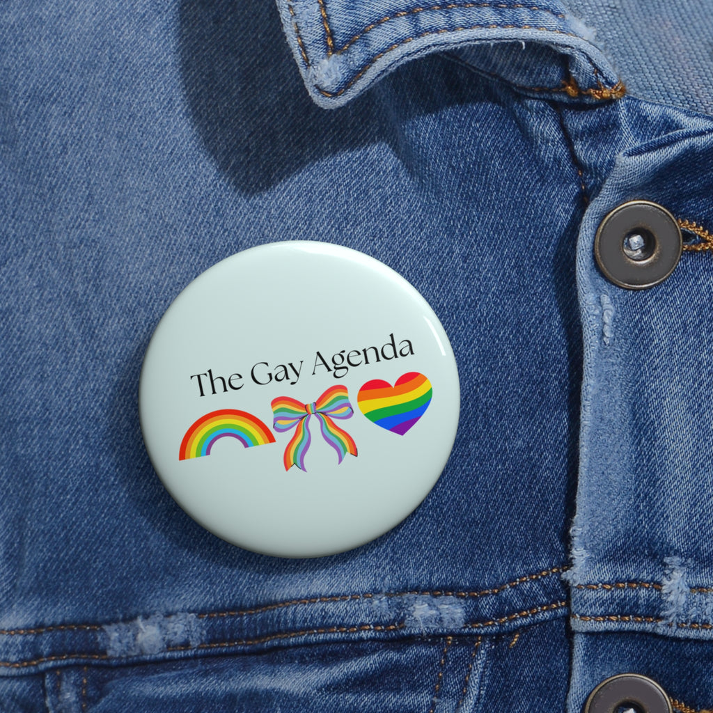 The Gay Agenda pin | Pride Pin | Denim Jacket | Festive | LGBTQ | Pride Gift | Pride Month | Gay Pride Apparel | Party Favor