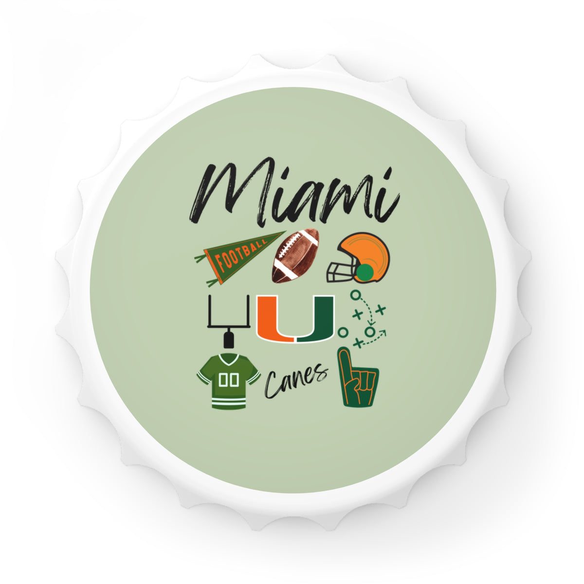 Miami Hurricanes Inspired Bottle Opener | Grill Set | Gift for Dad Grandpa Husband | Football | Man Cave | Kitchen Decor | Tailgate Party